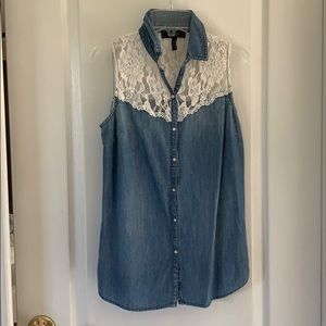Button-up denim tank